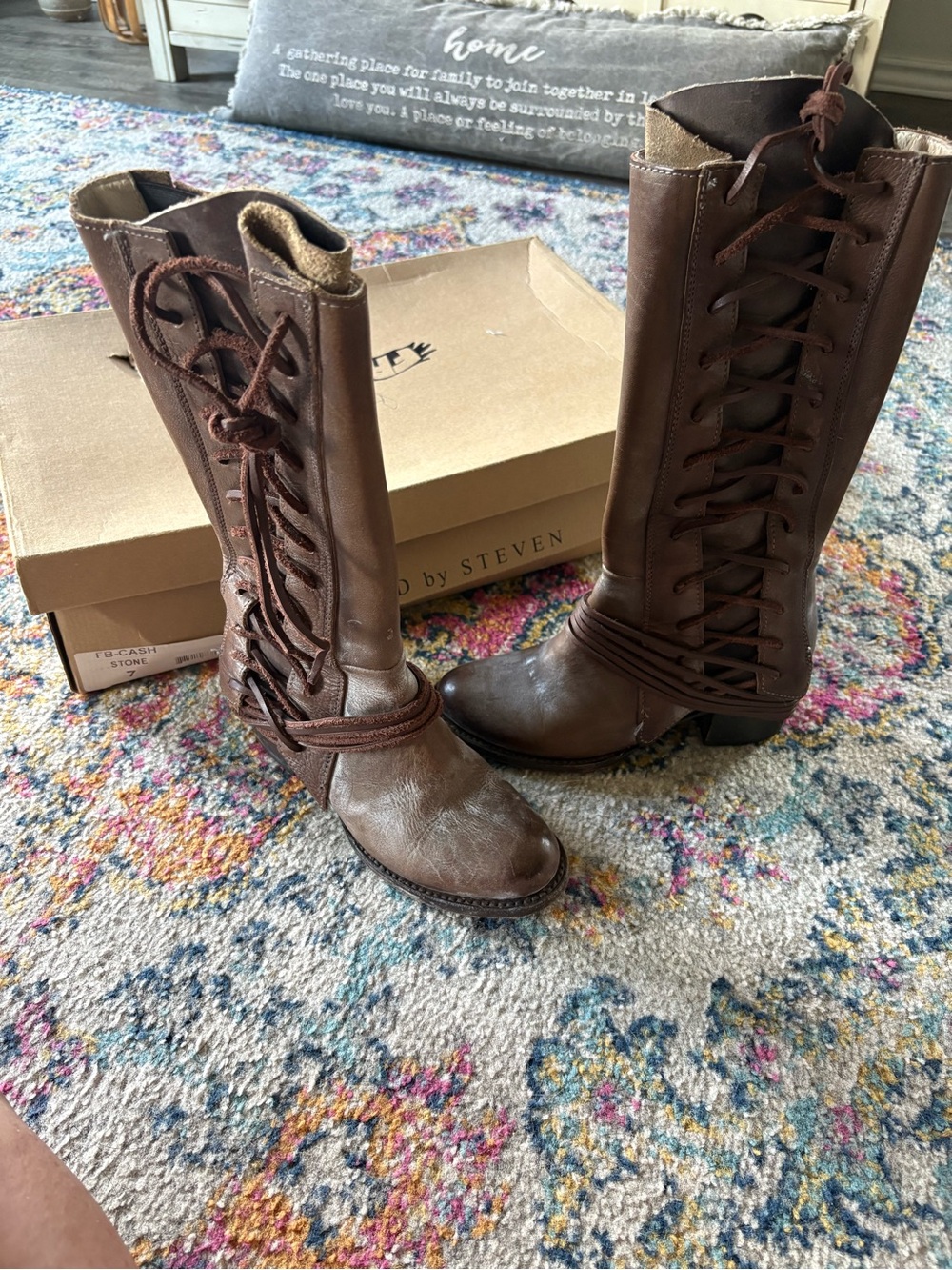 Freebird by Steven Stone Lace-Up Knee-High Heeled Boots